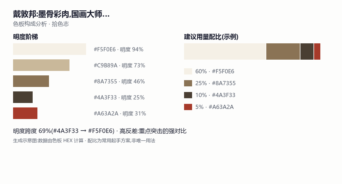 戴敦邦:墨骨彩肉,国画大师的配色之道 色板分析图