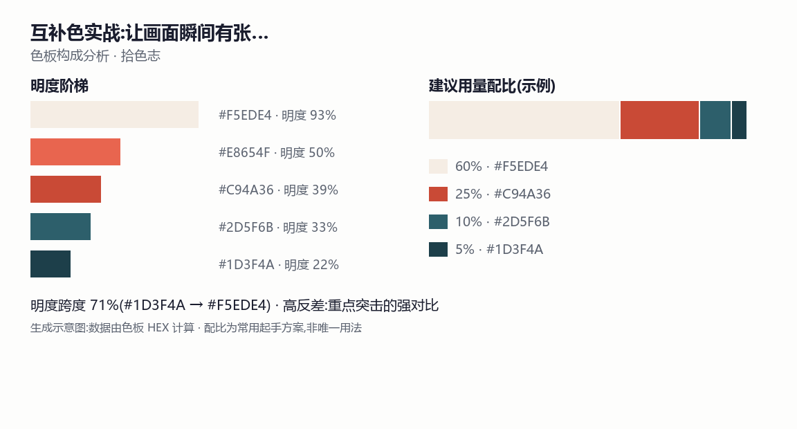互补色实战:让画面瞬间有张力 色板分析图
